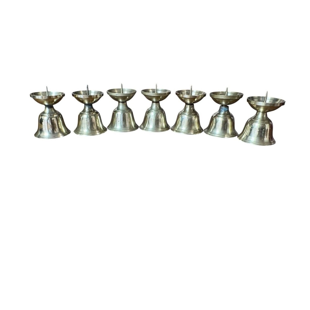 Japanese Candle Stand Holder Pair Buddhist Altar Fitting Vintage Brass Shokudai